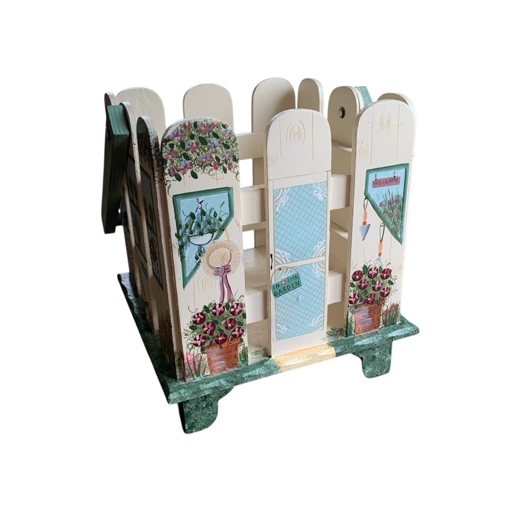 KATHY HATCH | “Garden Cat Collection” Wood Picket Plant Holder  Painted Garden